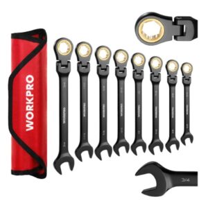 workpro 8 piece flex head ratcheting combination wrench set, sae