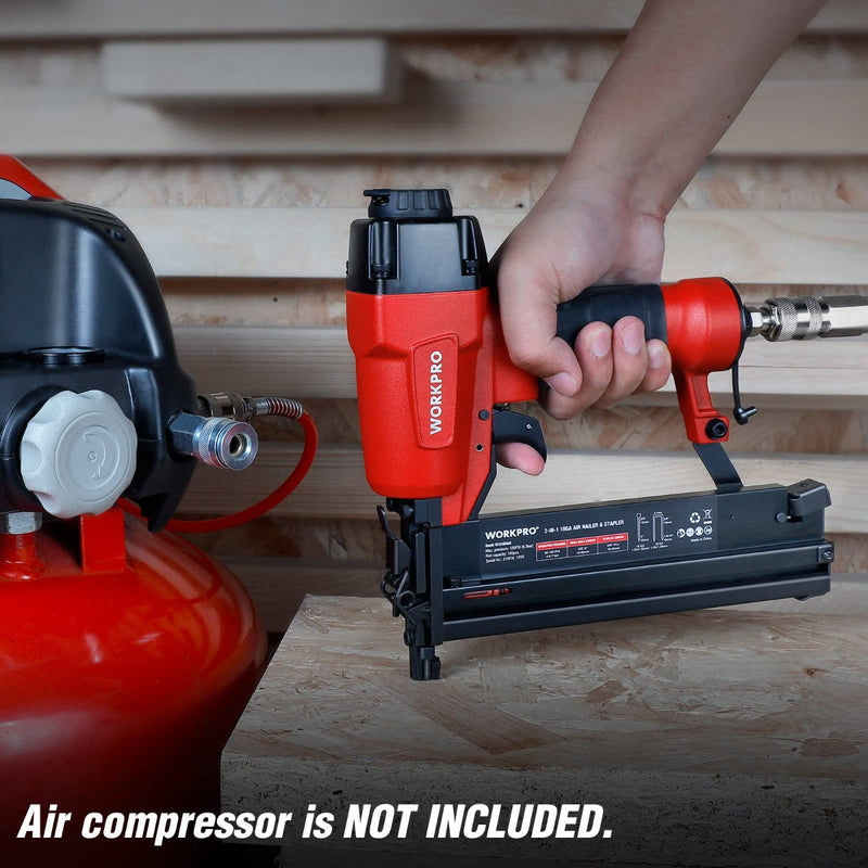 workpro 18 gauge 2 in 1 pneumatic brad nailer and stapler